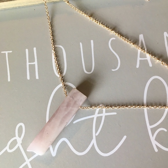 Quartz Stone Crystal Blush Pink Layered Necklace - Picture 6 of 12